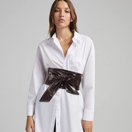 HIQUACC Faux Leather Waist Belt for Women Lace-up Wide Corset Belt (Wide Coffee)