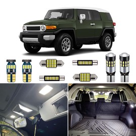 AUTOGINE 8 Piece White LED Interior Lights Kit for Toyota FJ Cruiser 2007 2008 2009 2010 2011 2012 2013 2014 Super Bright 6000K LED Light Bulbs Package + Install Tool