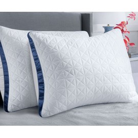 King Size Pillows Set of 2 - Cooling Hotel Luxury Bed Pillows for Sleeping 2 Pack, Supportive Breathable Down Alternative Gusseted Pillow for Side Stomach or Back Sleepers