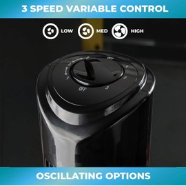 EZ-CHILL 32" 3-Speed Oscillating Portable Tower Fan, 90 Degree Oscillation, Portable Built-in Carry Handle, Quiet Operation, MTTF-32