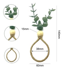 KASESSS Pack of 6 Eucalyptus Napkin Rings, Napkin Holder, Artificial Leaf Napkin Rings, Elegant Napkin Rings, Rustic Napkin Ring, Farmhouse Style for Parties, Banquets and Dinners