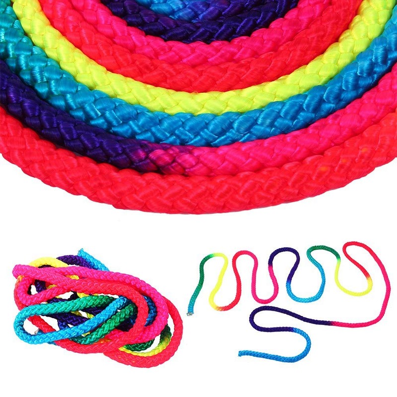Keenso Gymnastics Rope, 2.8m Nylon Rainbow Color Rhythmic Gymnastics Rope