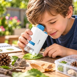 Pocket Microscope for Observation – 60x–200x Magnification with LED Light for Learning and Exploration