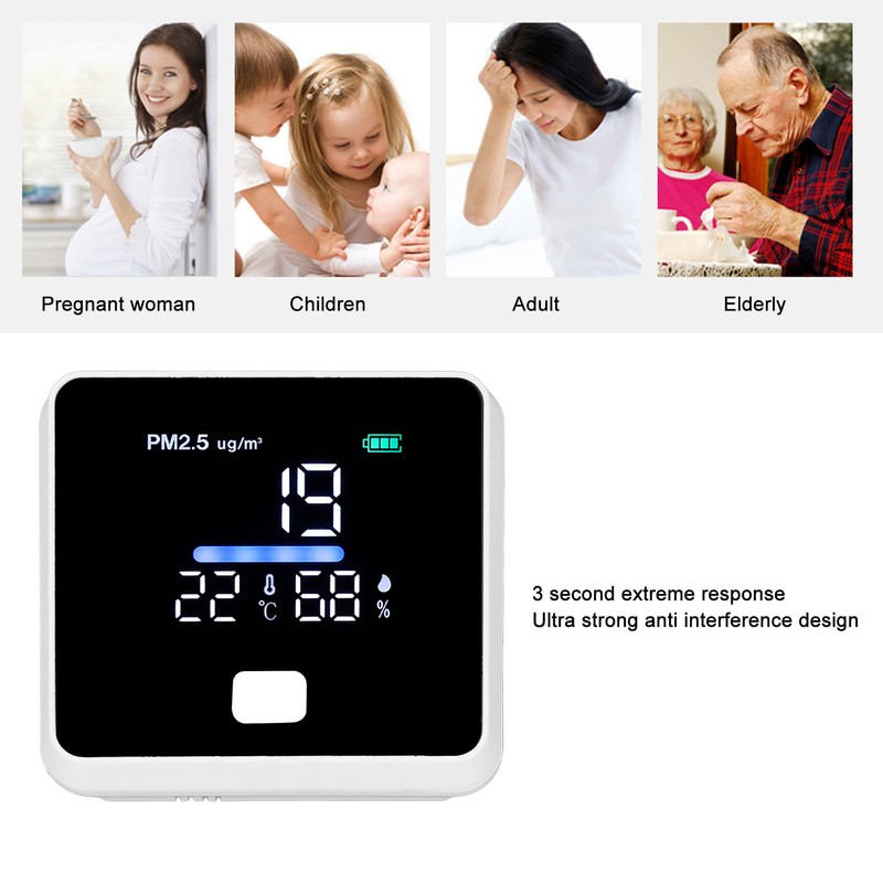 3 in 1 Air Quality Monitor Timely Accurate Measurement Temperature