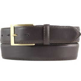 BELTINGER High-quality suit belt made of full cowhide leather with golden belt buckle 3.5 cm | cambered leather belt men's 35 mm | business belt made in Italy, Brown, Gold