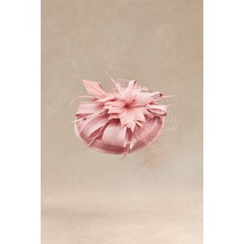 BABEYOND Fascinator Hat Veil Feather Fascinator Tea Party Kentucky Pillbox Derby Hat Bridal Wedding Party Nude Pink