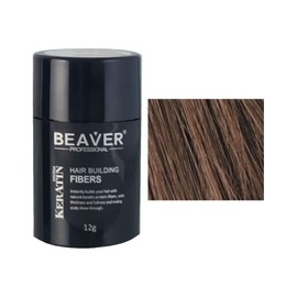 Beaver Hair Building Fibers – Instantly Conceal Thinning Hair & Bald Spots – Natural Keratin Hair Thickening Powder for Men & Women (12g - Medium Brown)