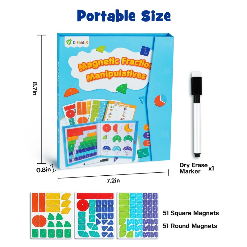 D-FantiX Magnetic Fraction Educational Puzzle, Magnetic Fraction Tiles & Fraction