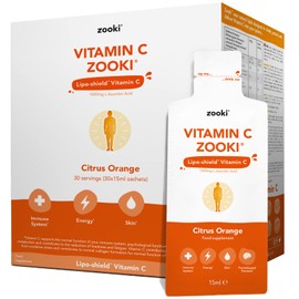 YourZooki - Vitamin C Zooki - Vitamin C 1000mg Liquid Sachets - Alchohol Free, Vegan, Soy Free, Natural Ingredients - Immune System, Skin & Energy Support (Citrus Orange, 30 Count (Pack of 1))