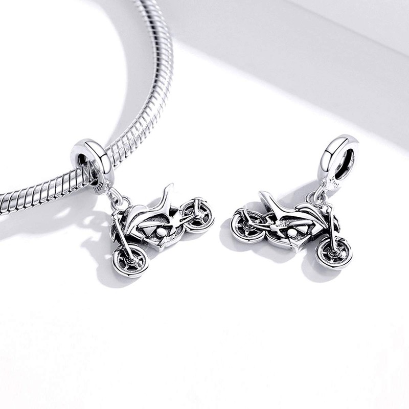 925 Sterling Silver Motorcycle Charms for Original 3mm Bracelets Accessories