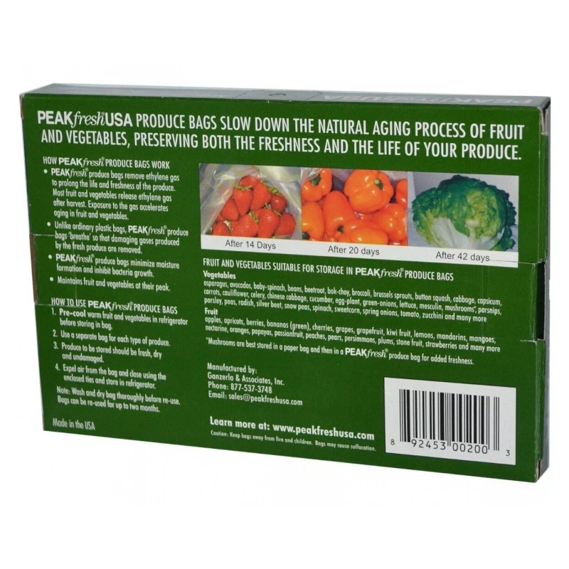 PeakFresh Fresh Peak Food Storage Produce Bags 12" x 16"