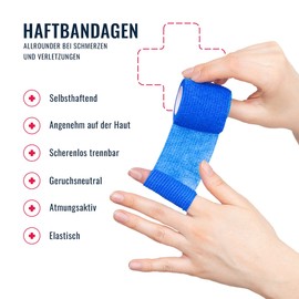 TK-Sports Haftbandage (12/6 Rollen) - Selbstklebender Verband in versch. Farben (10cm breit), Fixierbinde Selbshaftend, Wundverband, Bandagen für Pferd & Hund (12 Stück, Blau)