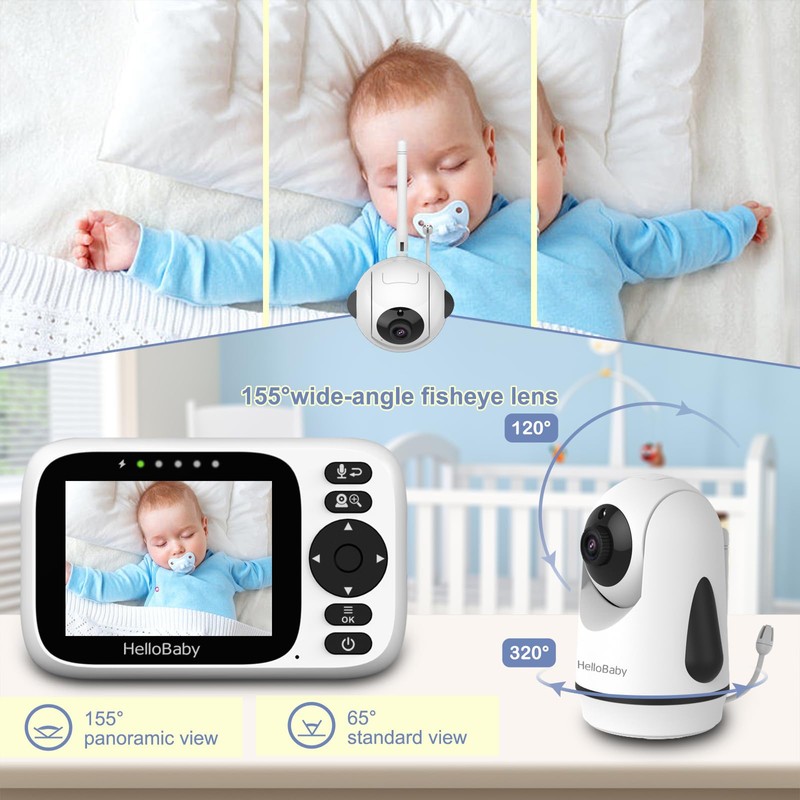 HelloBaby Baby Monitor with 3.2'' IPS Screen - Baby Camera