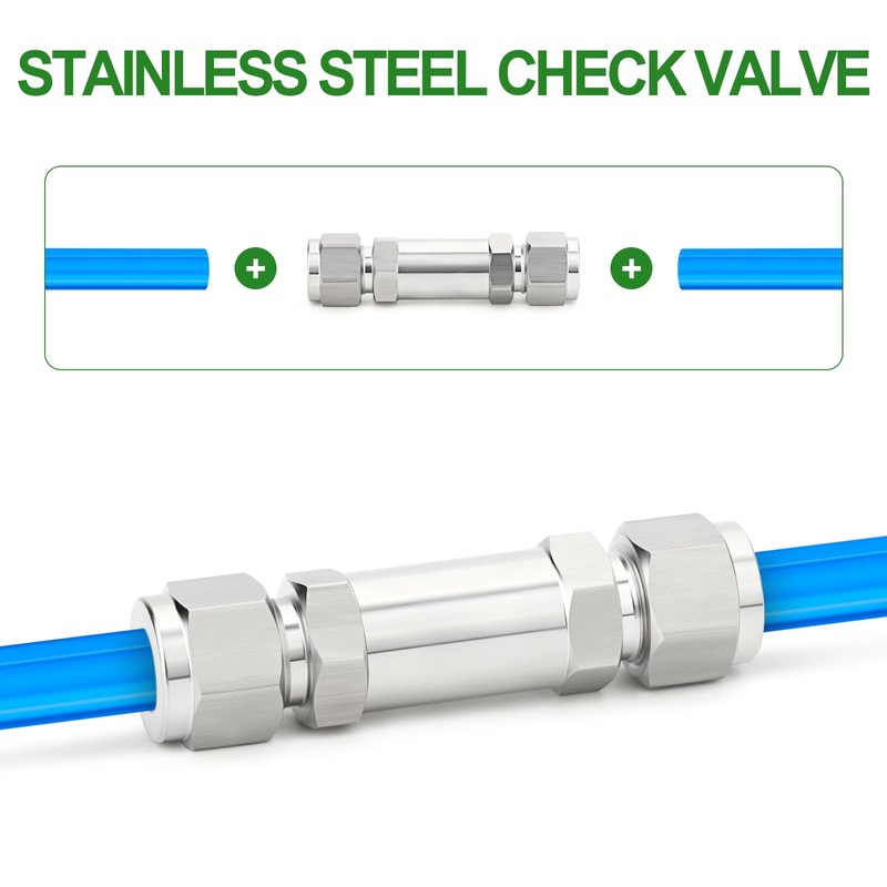 TAISHER 1PCS 304 Stainless Steel 1/2" Tube OD Check Valve(Ferrule