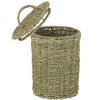 hardcometrue Boho Wicker Trash Can with Lid,Waterproof Bathroom Trash Can