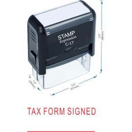 stampexpression - Tax Form Signed with Line Office Self Inking Rubber Stamp - Red Ink (A-50025)