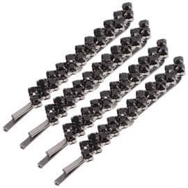 4 Pieces Hair Jewelry Bobby Pins Rhinestone Bobby Pins, Clear Crystal Hair Pins Metal Shiny Hair Clips Wedding Party Accessories for Women Bobby Pins Decorative Rhinestone Girls (Black)