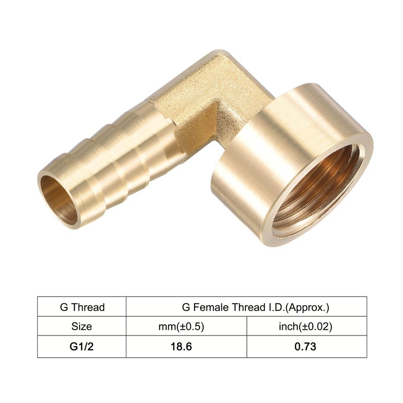 sourcing map Brass Hose Barb Fitting Elbow, 12mm Barbed x