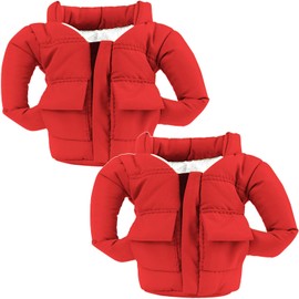 OUYOOLE Drinkware Jacket,2 Pack Beverage Jacket, Great Packaged Coozy for Cans, Funny Can Cover Gifts for Women, Men, Mom, Dad and Boyfriend(2 Pack Red)