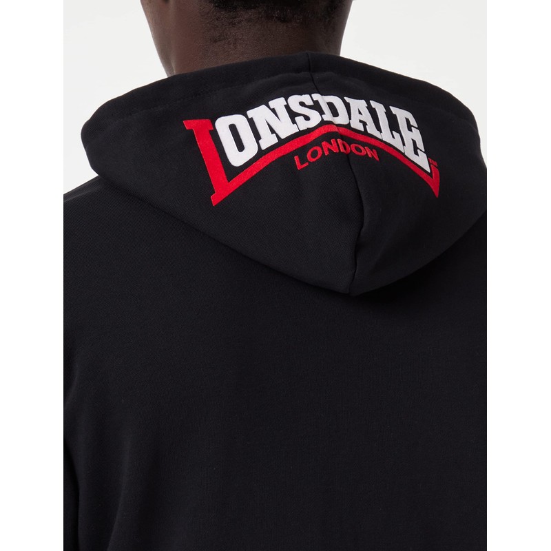 Lonsdale Men's Lancaster Hooded Sweatjacket - Black, Small