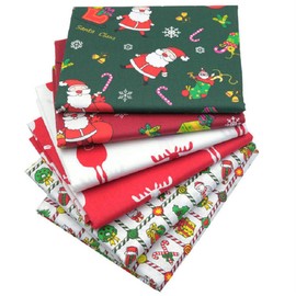 MoonyLI 6Pcs Christmas Cotton Fabric Bundles Cartoons Quilting Cotton Fabric Patchwork Fabric Snowman and Santa Print Fat Quarters Camouflage Print Quilting Fabric DIY Christmas Theme Fabric