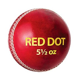 DSC Red Dot Leather Cricket Ball (Red)| Water Proofed Leather Ball | Suitable for Practice Game | Tournament Game | Cork