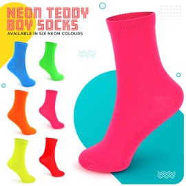 The Glowhouse Men's Neon Teddy Boy Socks Rock N Roll 60s 70s 80s Fancy Dress Socks (Green)