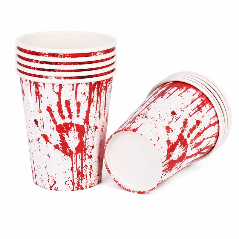 Halloween Disposable Tableware for Horror Parties – Bloody Handprint Paper