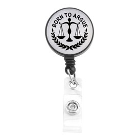 Law Badge Reel Born to Argue Lawyer Office Gifts Judicial Gifts for Lawyer Badge Holder Retractable Alligator Clip (25320 Law Badge)