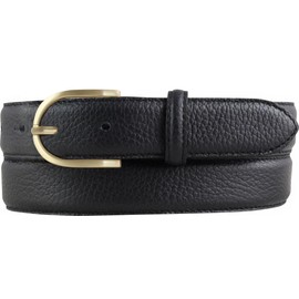 BELTINGER Ladies Italian Belt 30mm Wide Ladies Chino Belt Trouser Belt Textured Leather Buckle Gold, Black, Gold