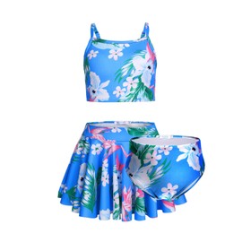 Arshiner Girls' Tankini Bathing Suits Beach Cute Swimwear Bikini Swimsuits Kids Swimming Clothes Size 8 9 Years Blue