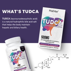 TUDCA 500 mg, Tauroursodeoxycholic Acid with Humine and Fulvic Acids, Beet Root and More, Tudca Bile Salt Supplement, 120 Capsules