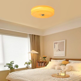 Bofea- Nordic Orange Glass Flush Mount Ceiling Lamp, Modern LED Round Glass Ceiling Light Fixture for Living Rome, Corridor, Bedroom Or Warm Decoration