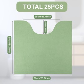 Peryiter 25 Pack Disposable Toilet Mats Absorbent Toilet Floor Protector from Urine, 24" x 22" U Shaped Non Slip Around Commode Potty Training Floor Mat Protector for Urine Adult(Green)