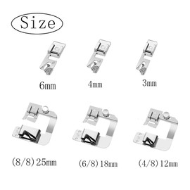 Presser Feet for Sewing Machine Rolled Hem, 6 Pieces Multifunctional Presser Foot, Hem Foot, 6 Sizes Hem Presser Foot Set for Most Sewing Machines