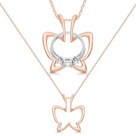 Emily C Ring Holder Necklace - Stainless Steel Necklace with Rose Gold Finish - Engagement Gift for Doctors & Nurses - Gift for Mom or Grandmother - Butterfly