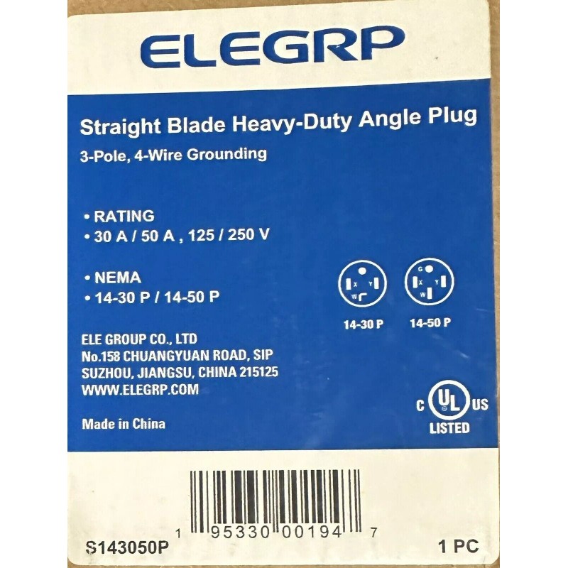 ELEGRP 30 Amp/50 Amp 125/250-Volt 3-Pole/4-Wire Grounded 14-30P or 14-50P