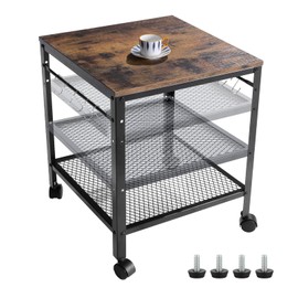 Rustic End Table, 2-Tier Side Table with Adjustable Height Shelf, 19.7" x 19.7" x 24", 143 lb Weight Capacity, Great for Mini Fridge Stand, Printer Stand, Aquarium Stand, Nightstand, Coffee Table