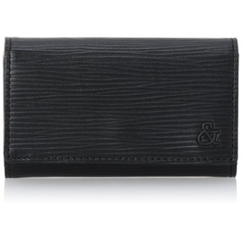 Pinky & Diane PDLWDHK1 Key Case, Repress, Cowhide Leather, Water Grain Embossed "&" Hardware Brooch, Scratch Resistant, Black