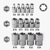 14Pcs Female E-Torx Star Socket Set, 1/4, 3/8, 1/2 in