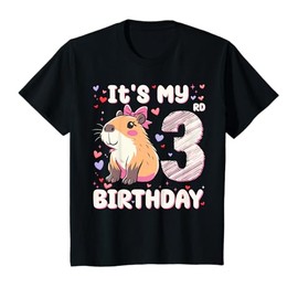 Its My 3rd Birthday 3 Years Old Capybara Gifts Girls T-Shirt