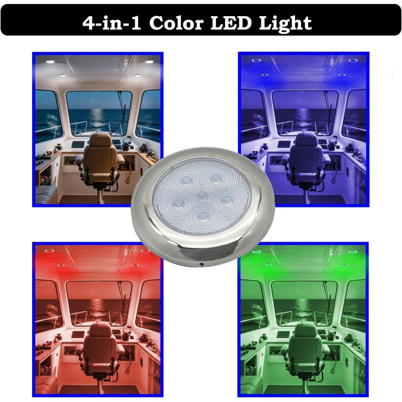 Boat Courtesy Lights LED, 3 Inch RGBW Boat Deck Lights,