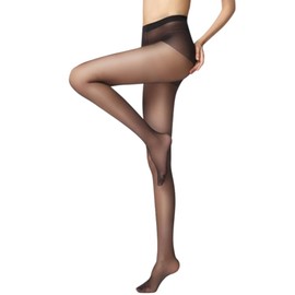 Boolavard Women's Sheer Pantyhose 5 Denier Ultra Thin High Waist Tights Stockings (Standard, Black Regular (suitable for 35kg- 60kg body weight))