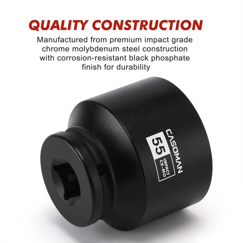 CASOMAN 3/4"Drive x 55mm Shallow Impact Socket, Jumbo Impact Socket,