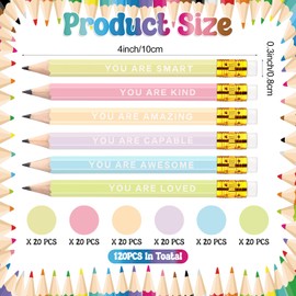 120Pcs Mini Pencils Bulk Inspirational Golf Pencils 4.1inch Short Woodden Pen-cils with Eraser for Kids Student Teacher Office Supplies