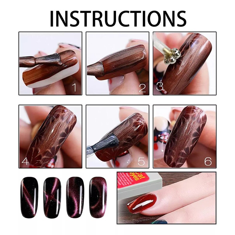 Manicura;Iman Ojo de Gato de Uñas 8pcs Iman Ojo De