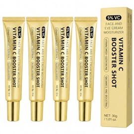 4PC Vitamin C Booster Shot Serum, Vitamin C Wrinkle Glowing Essence Cream, Brightening, Moisturizing Glow Toner, Improves Skin Tone & Smoothness