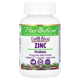 Paradise Herbs Paradise Herbs Earth's Blend Zinc Picolinate 30mg 90 Vegetarian Capsules Mineral Supplement, 1 Piece / Paradise Herbs 파라다이스허브스 Earth's Blend 아연 피콜리네이트 30mg 90 식물성 캡슐 미네랄보충제, 1개