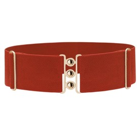 Dorchid Women Adjustable Belts Wide Elastic Stretchy Belt Gold Buckle Belts for Dresses & Casual Fits waist up to 48 Inch (Red, Standard)