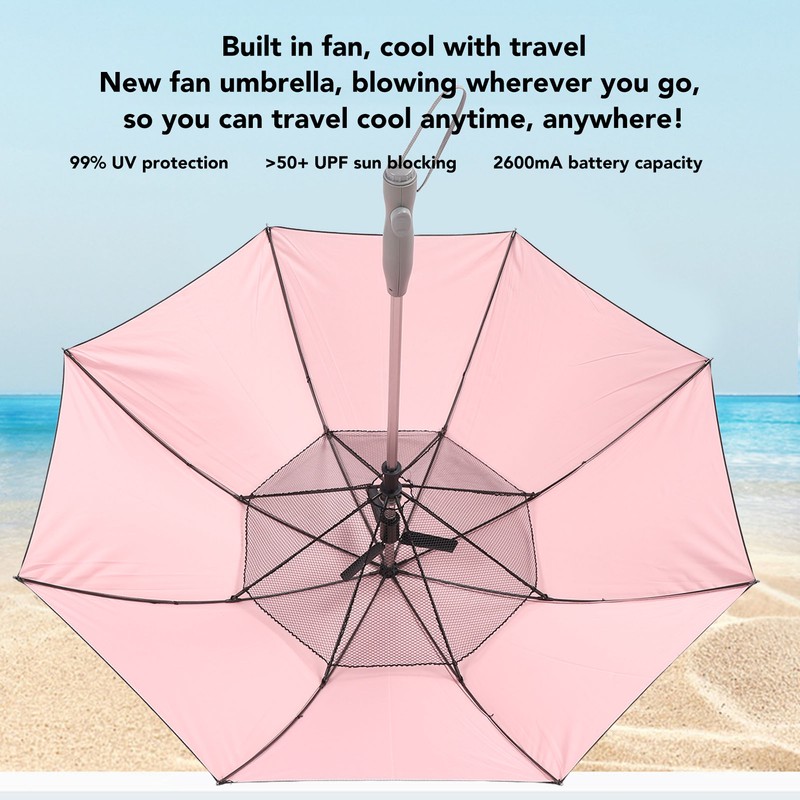 Umbrella with Built In Fan and Mist Spray 190T Vinyl